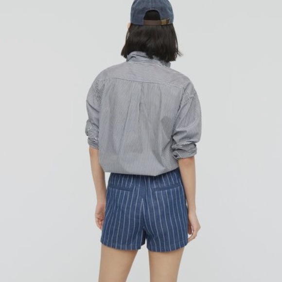 J. Crew Women's 3" Seaside Pull-on Shorts Indigo Stripe Sz Large Coastal Preppy - Picture 3 of 11